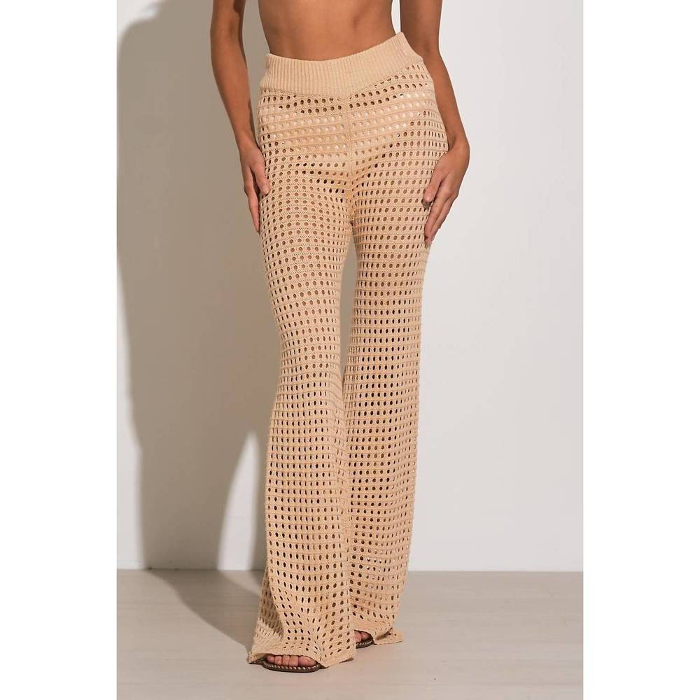 Elan Beige Crochet Boot Flare Pants